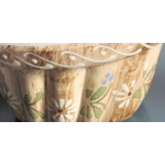 Vintage french traditional ceramic moule a kouglof/pan with hand-painted pattern.
