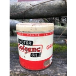 Old rare round tin can of technical grease Motor Cofranc Oil Empty publicity man cave retro vintage