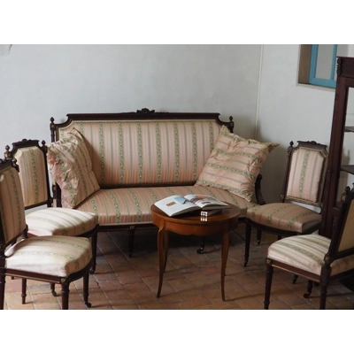 French Antique Empire style 3 place sofa and 4 chairs Circa early 1900s