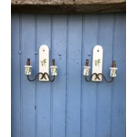 Rare find: a pair of original porcelain double-arm wall sconces from the famous French manufacturer Porcelain de Paris, mid. 20th century