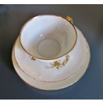 Five antique coffee pairs of amazing beauty from one of the early Limoges manufacturers produced in 1890