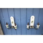 Rare find: a pair of original porcelain double-arm wall sconces from the famous French manufacturer Porcelain de Paris, mid. 20th century