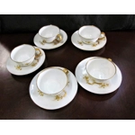 Five antique coffee pairs of amazing beauty from one of the early Limoges manufacturers produced in 1890