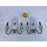 Rare find: a pair of original porcelain double-arm wall sconces from the famous French manufacturer Porcelain de Paris, mid. 20th century