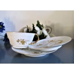 Five antique coffee pairs of amazing beauty from one of the early Limoges manufacturers produced in 1890