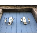 Rare find: a pair of original porcelain double-arm wall sconces from the famous French manufacturer Porcelain de Paris, mid. 20th century