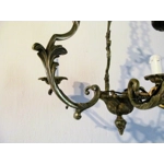 French Antique patinated bronze 3 branch birdcage chandelier