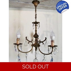 Elegant French vintage 3 branch crystal chandelier