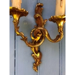 French vintage set of Rocaille Louis xv Bronze twin arm wall lights wall lamps sconces decorative ornate fine condition stamped Bronze