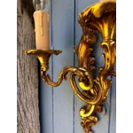 French vintage set of Rocaille Louis xv Bronze twin arm wall lights wall lamps sconces decorative ornate fine condition stamped Bronze
