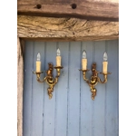French vintage set of Rocaille Louis xv Bronze twin arm wall lights wall lamps sconces decorative ornate fine condition stamped Bronze