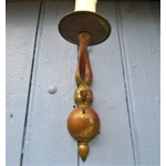 Vintage French set of two table lamps and a wall lamp in toleware with metal bases and delicate opaline tulip lampshades