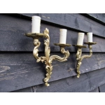 small petite vintage French bronze brass mix 2 arm wall lights sconces for revamping, restoration and a little clean and polish untested