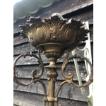 Napoleon III  epoque era Brass and Bronze  plafonnier ceiling light early 20th century patinated wit