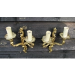 small petite vintage French bronze brass mix 2 arm wall lights sconces for revamping, restoration and a little clean and polish untested