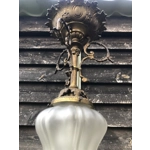 Napoleon III  epoque era Brass and Bronze  plafonnier ceiling light early 20th century patinated wit