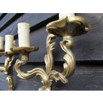 small petite vintage French bronze brass mix 2 arm wall lights sconces for revamping, restoration and a little clean and polish untested