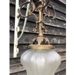 Napoleon III  epoque era Brass and Bronze  plafonnier ceiling light early 20th century patinated wit