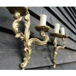 small petite vintage French bronze brass mix 2 arm wall lights sconces for revamping, restoration and a little clean and polish untested