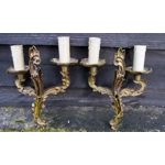 small petite vintage French bronze brass mix 2 arm wall lights sconces for revamping, restoration and a little clean and polish untested