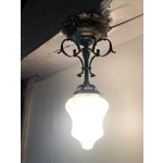 Napoleon III  epoque era Brass and Bronze  plafonnier ceiling light early 20th century patinated wit