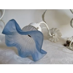 Vintage French set of two table lamps and a wall lamp in toleware with metal bases and delicate opaline tulip lampshades