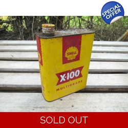 Shell X100 old French oil tin shell bidon huile ..