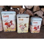 5 Vintage shabby French spice pots in tin perfect rustic country cottage decor shabby worn patina