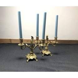 French rococo  Brass twin arm candelabras candle holders c..
