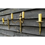 Set of 3 French Empire Bronze wall lights sconces fittings 1 twin arm and 2 singles in vintage loved condition