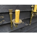 Set of 3 French Empire Bronze wall lights sconces fittings 1 twin arm and 2 singles in vintage loved condition