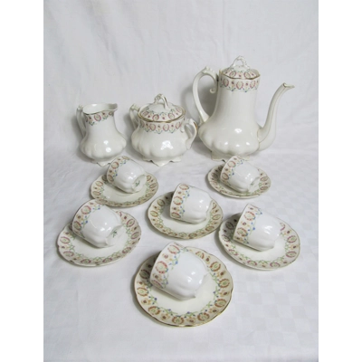 Antique tea/coffee set Limoges manufactory T.L.B.- Touze, Lemaître Frères & Blancher (1918- 1929)