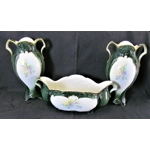 Amazing rare antique earthenware set of a pair of large vases and jardinieres, circa 1880, France.