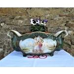 Amazing rare antique earthenware set of a pair of large vases and jardinieres, circa 1880, France.