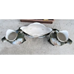 Amazing rare antique earthenware set of a pair of large vases and jardinieres, circa 1880, France.