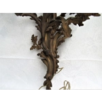 Magnificent pair of large 3 branch Italian antique bronze brass mix romantic wall lights sconces Milan C1920 for easy refurb restoration