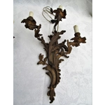 Magnificent pair of large 3 branch Italian antique bronze brass mix romantic wall lights sconces Milan C1920 for easy refurb restoration