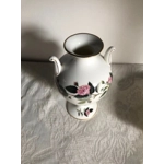 Vintage Wedgwood "Hathaway Rose" bone china twin handled vase, pink roses on a white background