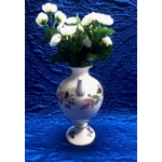 Vintage Wedgwood "Hathaway Rose" bone china twin handled vase, pink roses on a white background
