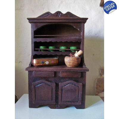 Adorable unique French rustic wooden primitive style antique buffet, hand made childrens childs kitchen play furniture
