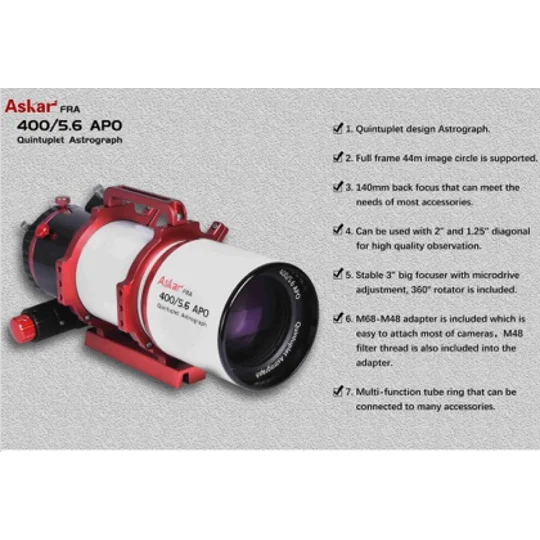 ASKAR FRA400 f/5.6 Quintuplet Astrograph APO Apochromatic Refractor Telescope