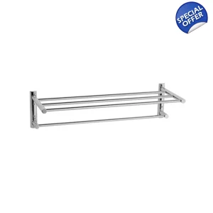 TECHNO STRAIGHT - 2 Tier Towel Rail - Chrome