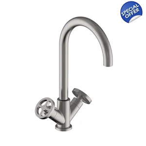 31051LY-X20.W - LAYLA - Mono Basin Tall Spout - Wheel - Brushed  Nickel