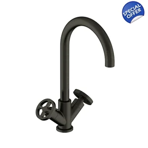31051LY-X41.W - LAYLA - Mono Basin Tall Spout - Wheel - Brushed Anthracite