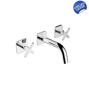 TEXA 3 Hole Wall Basin Mixer (Short Spout) Chrome