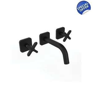 TEXA 3 Hole Wall Basin Short Spout BLACK
