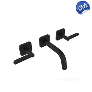 TEXA 3 Hole Wall Basin Short Spout  LEVER BLACK