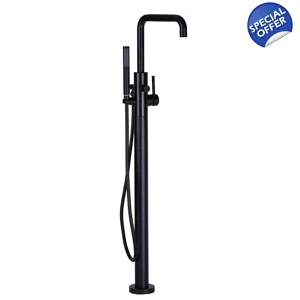 .BLACK - 'L' SPOUT Techno Floor Standing Bath/Shower Mixer
