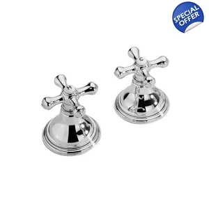 EDWARDIAN - Pair Deck Bath Valves 3/4 inch - Chrome