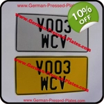 Pair of JAP Pressed Number Plates Yellow & White